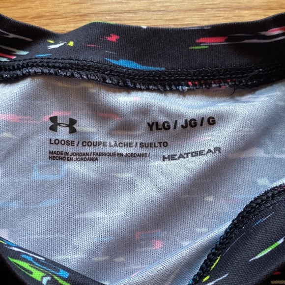 Under Armour Youth Large Black Multicolor Highlighter Shades Heatgear‎ Tee Shirt - Picture 3 of 5